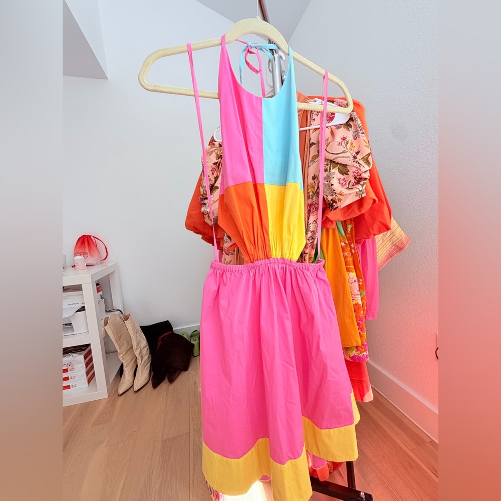 Staud Colorblock Pink Summer Dress - Picture 3 of 12